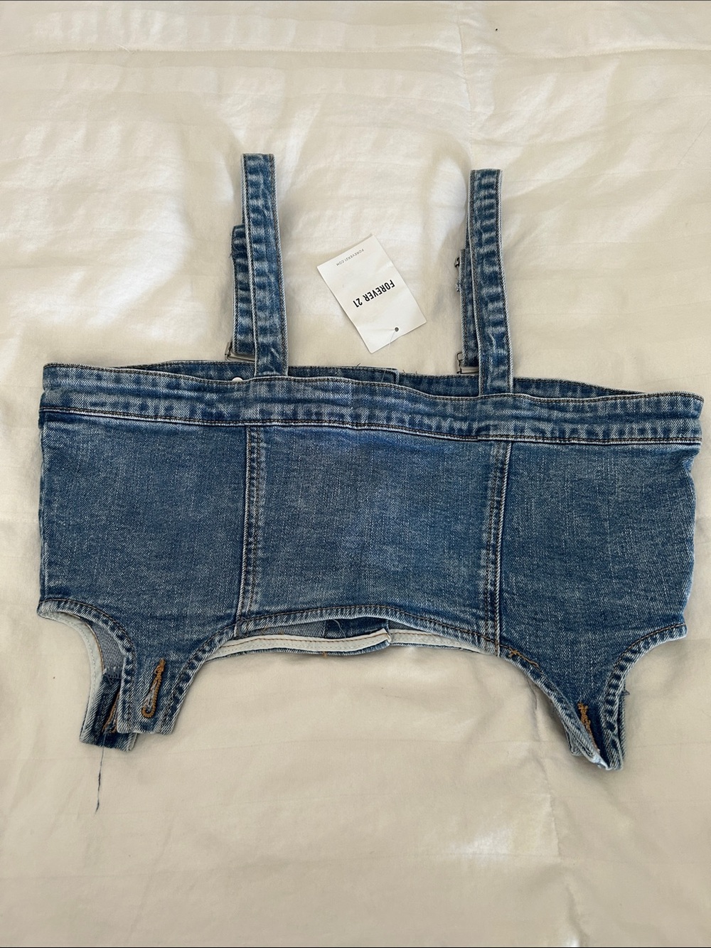Forever 21 Blue Denim Kids' Suspender Bottoms - Picture 5 of 6